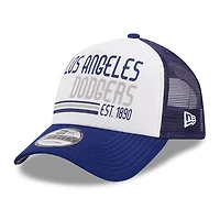 Men's New Era White/Royal Los Angeles Dodgers Stacked A-Frame Trucker 9FORTY Adjustable Hat