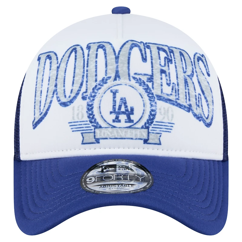 Men's New Era White/Royal Los Angeles Dodgers Trucker A-Frame 9FORTY Adjustable Hat