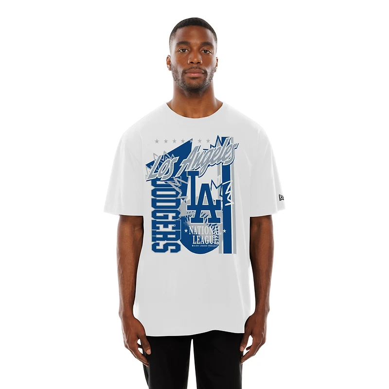Men's New Era White Los Angeles Dodgers Big Graphic Domestic T-Shirt