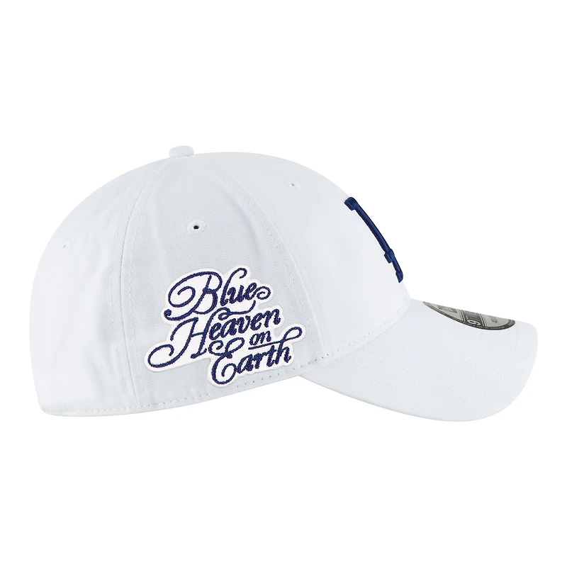 Casquette New Era blanche pour homme Los Angeles Dodgers, modèle « Heaven On Earth », style classique décontracté et ajustable.