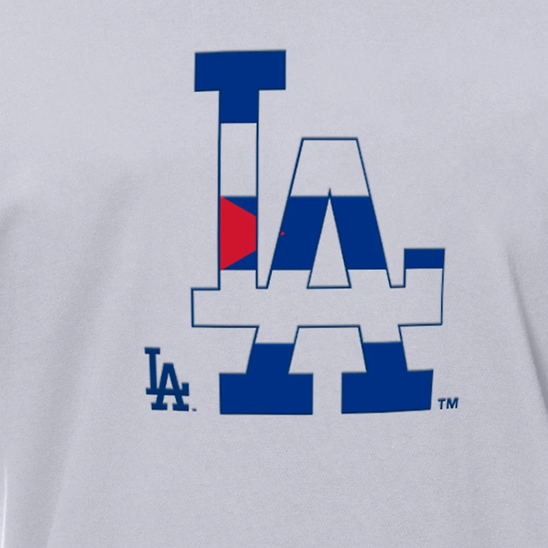 Men's New Era White Los Angeles Dodgers Cuban Flag Logo T-Shirt