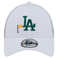 Men's New Era  White Los Angeles Dodgers Flag 9FORTY Trucker Adjustable Hat