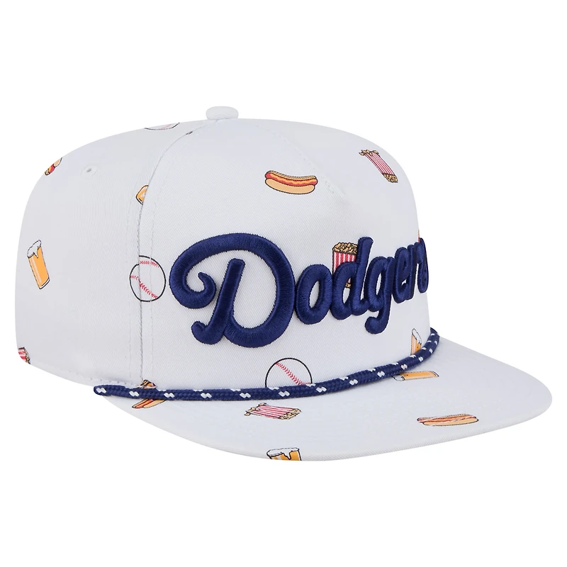 Casquette ajustable New Era blanche 19TWENTY pour homme avec logo de l'équipe des Dodgers de Los Angeles