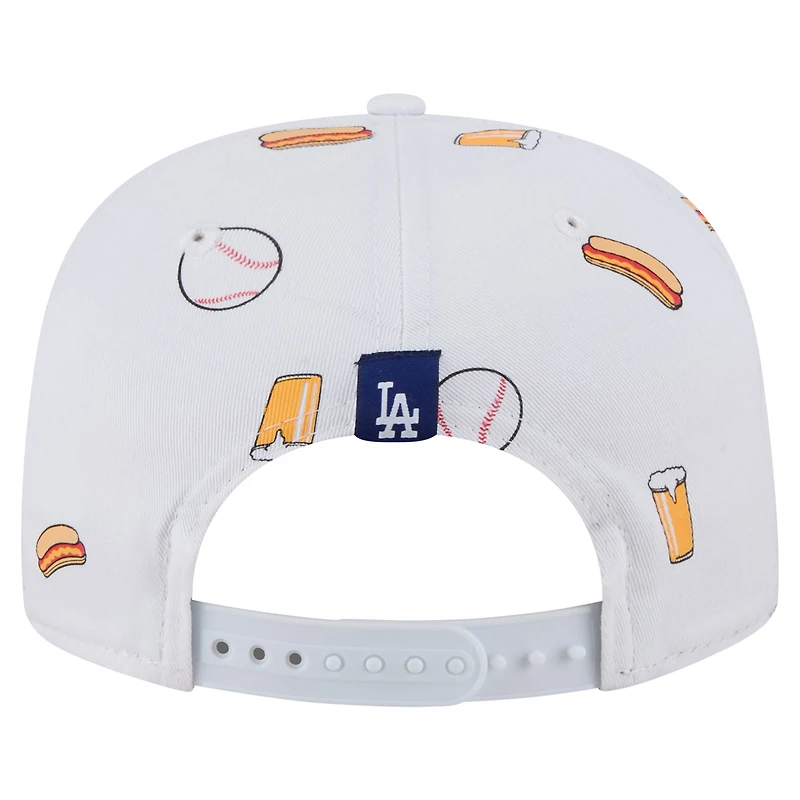 Casquette ajustable New Era blanche 19TWENTY pour homme avec logo de l'équipe des Dodgers de Los Angeles