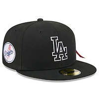 Casquette ajustée 59FIFTY noire des Dodgers de Los Angeles pour homme New Era x Alpha Industries
