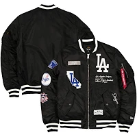Men's New Era x Alpha Industries Black Los Angeles Dodgers Full-Zip Bomber Jacket