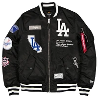 Men's New Era x Alpha Industries Black Los Angeles Dodgers Full-Zip Bomber Jacket