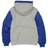 Veste à capuche zippée New Era x Alpha Industries pour homme, gris chiné/bleu royal, Los Angeles Dodgers