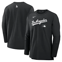 Men's Nike Black/Black Los Angeles Dodgers Authentic Collection Player Dri-FIT Lightweight Pullover