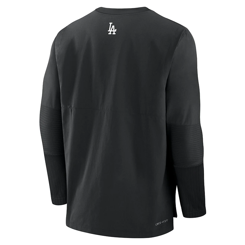 Men's Nike Black/Black Los Angeles Dodgers Authentic Collection Player Dri-FIT Lightweight Pullover