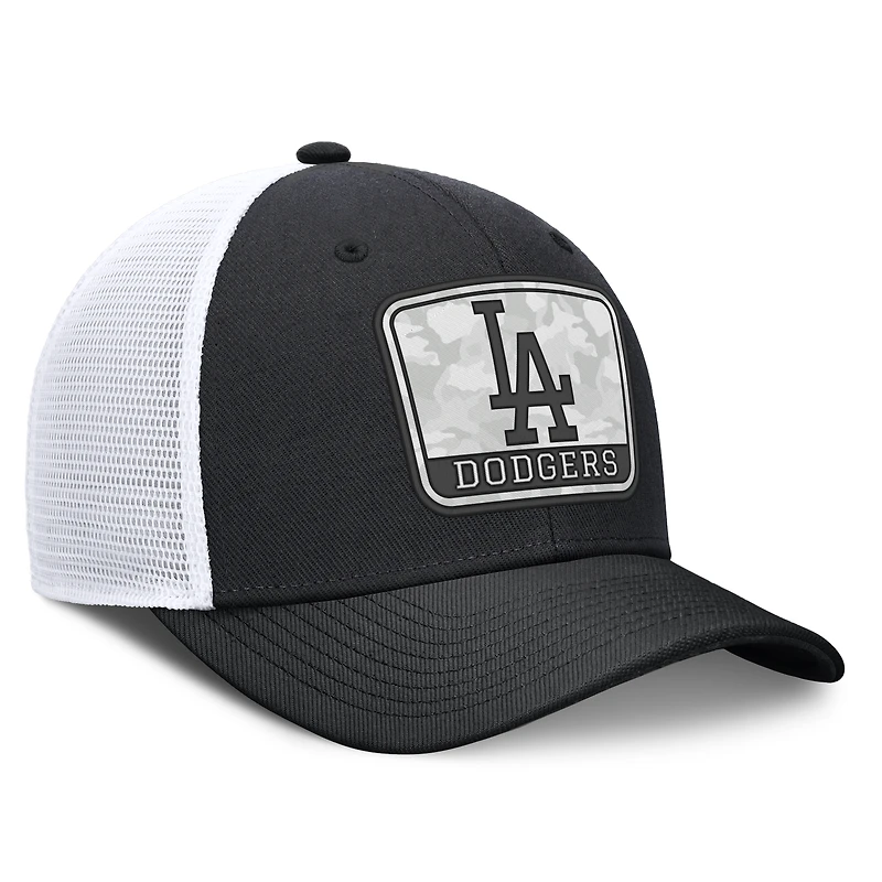 Men's Nike Black/White Los Angeles Dodgers Camo Rise Trucker Dri-FIT Adjustable Hat