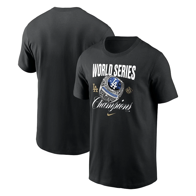Men's Nike Black Los Angeles Dodgers 2025 World Series Champions Ring T-Shirt