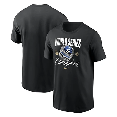 Men's Nike Black Los Angeles Dodgers 2025 World Series Champions Ring T-Shirt