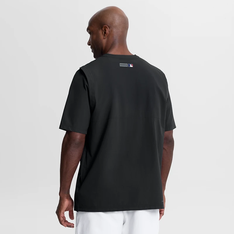 Coupe-vent Nike Authentic Collection Dri-FIT noir pour homme, Los Angeles Dodgers, à fermeture éclair 1/4.
