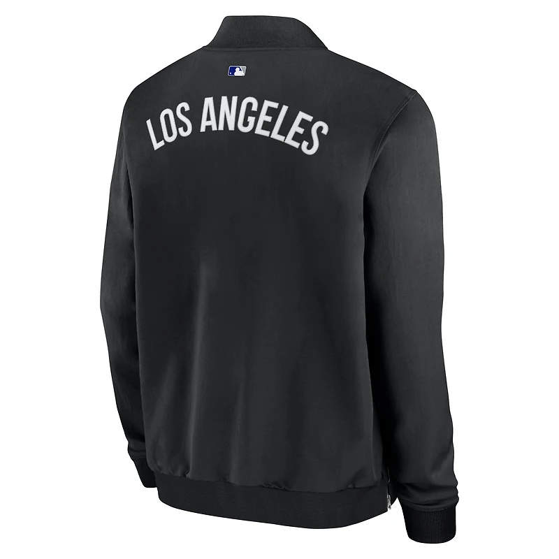 Men's Nike Black Los Angeles Dodgers Authentic Collection Dugout Relaxed Full-Zip Bomber Jacket