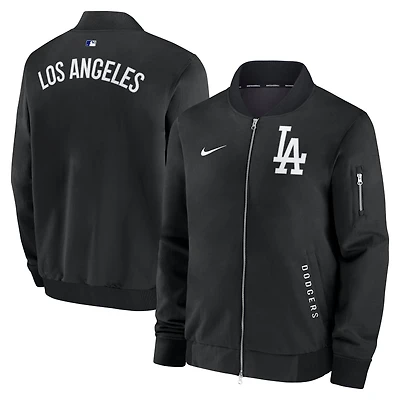 Men's Nike Black Los Angeles Dodgers Authentic Collection Dugout Relaxed Full-Zip Bomber Jacket