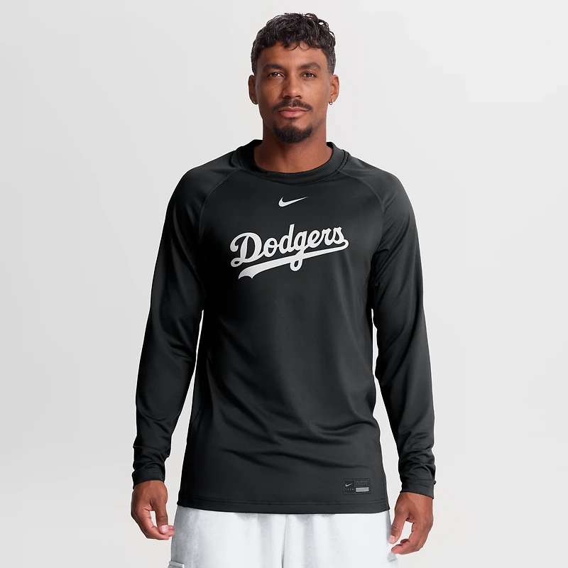 Men's Nike Black Los Angeles Dodgers Authentic Collection Game Time Raglan Long Sleeve T-Shirt