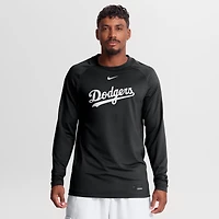 Men's Nike Black Los Angeles Dodgers Authentic Collection Game Time Raglan Long Sleeve T-Shirt