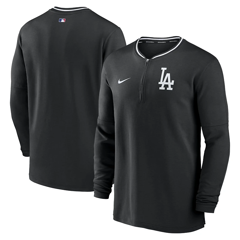 Haut Nike noir à demi-zip Performance authentique des Los Angeles Dodgers pour homme