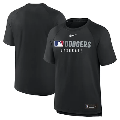 Men's Nike Black Los Angeles Dodgers Authentic Collection Pregame Raglan Performance T-Shirt