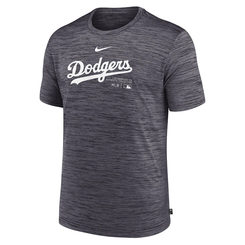 T-shirt Nike noir Los Angeles Dodgers Authentic Collection Velocity Performance pour homme