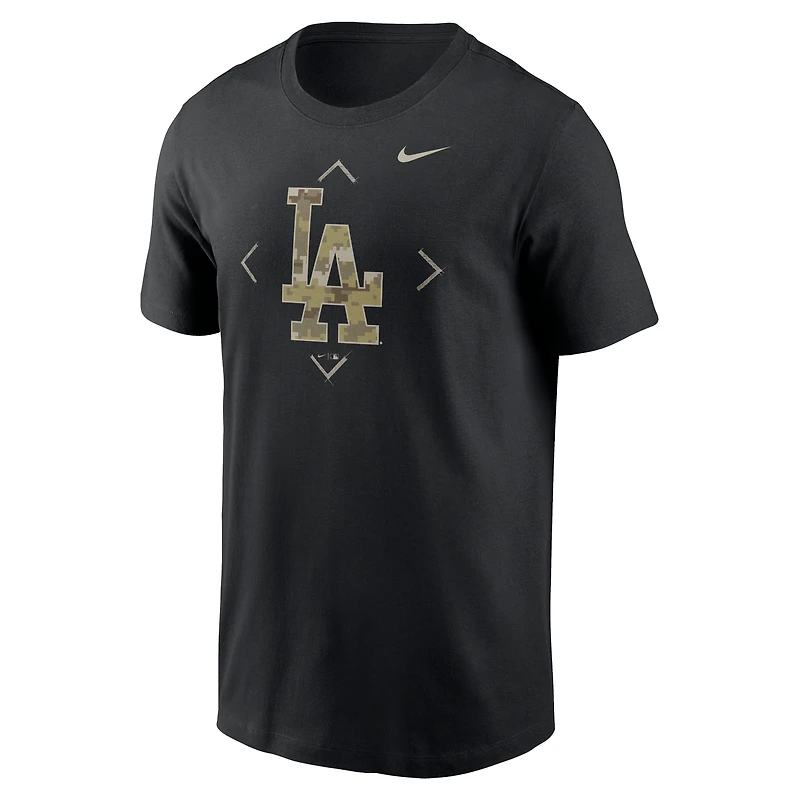T-shirt à logo camouflage Los Angeles Dodgers Nike noir pour homme