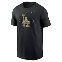 T-shirt à logo camouflage Los Angeles Dodgers Nike noir pour homme