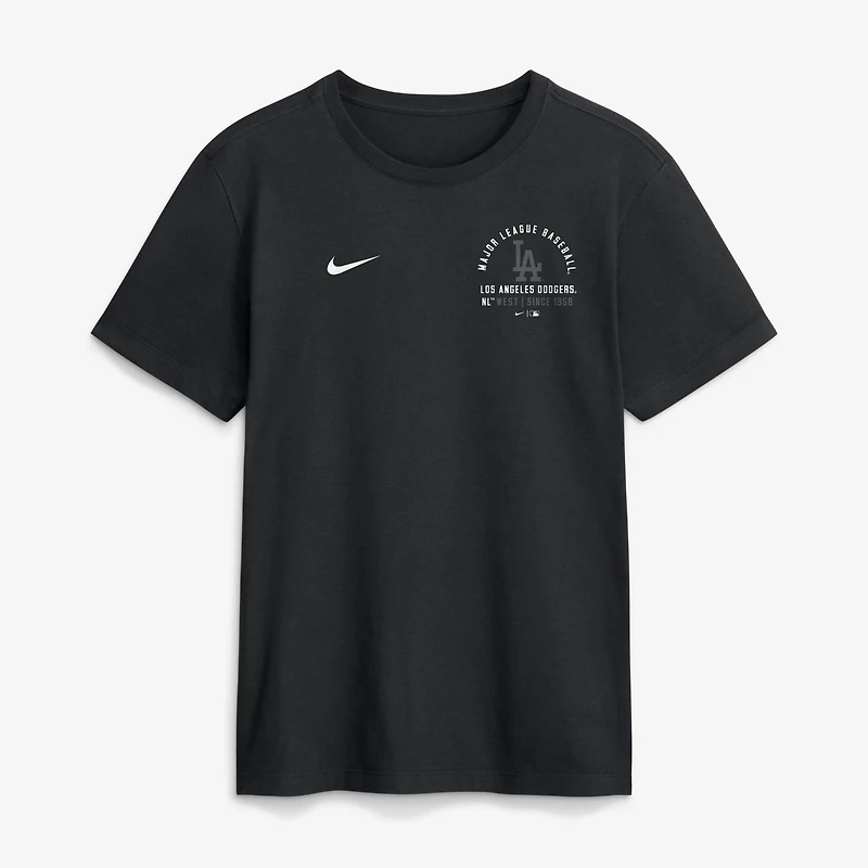 T-shirt Nike noir pour homme avec logo divisé des Los Angeles Dodgers
