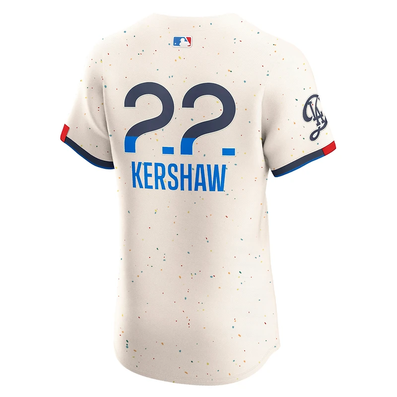 Maillot Nike Clayton Kershaw crème City Connect Elite des Dodgers de Los Angeles pour homme