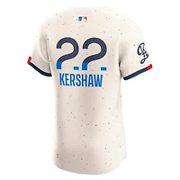 Maillot Nike Clayton Kershaw crème City Connect Elite des Dodgers de Los Angeles pour homme