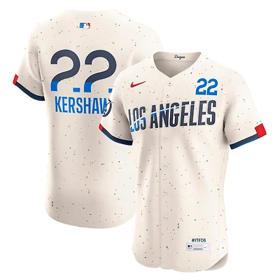 Maillot Nike Clayton Kershaw crème City Connect Elite des Dodgers de Los Angeles pour homme