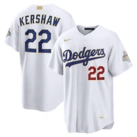 Maillot de stade Nike Clayton Kershaw blanc Los Angeles Dodgers Collection Or 2026 pour homme