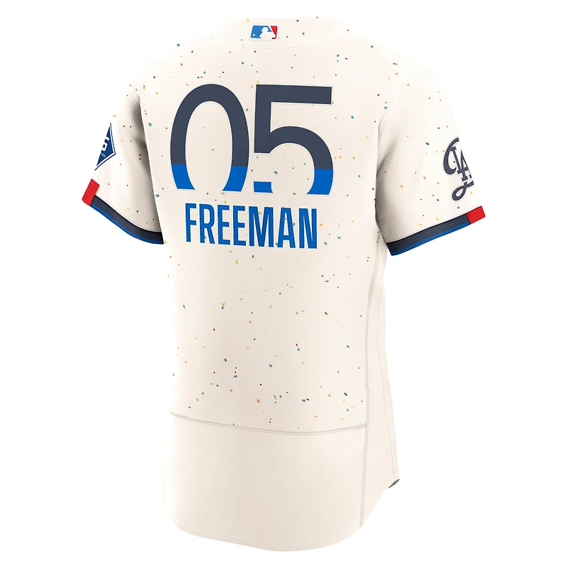 Men's Nike Cream Freddie Freeman Los Angeles Dodgers City Connect Authentic Sponsor Patch Jersey