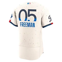 Men's Nike Cream Freddie Freeman Los Angeles Dodgers City Connect Authentic Sponsor Patch Jersey