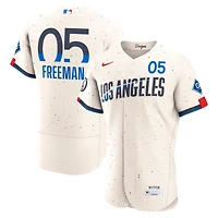 Men's Nike Cream Freddie Freeman Los Angeles Dodgers City Connect Authentic Sponsor Patch Jersey