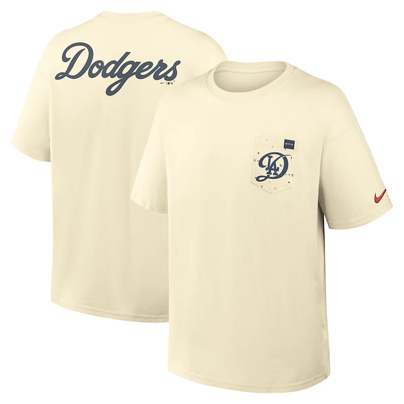 Men's Nike Cream Los Angeles Dodgers City Connect 2-Hit Max90 Pocket T-Shirt