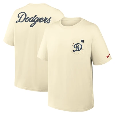 Men's Nike Cream Los Angeles Dodgers City Connect 2-Hit Max90 Pocket T-Shirt