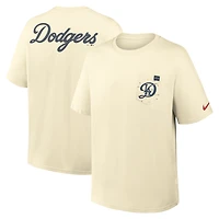 Men's Nike Cream Los Angeles Dodgers City Connect 2-Hit Max90 Pocket T-Shirt