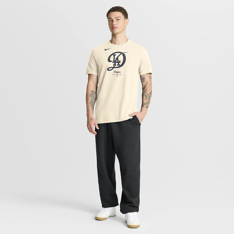 Men's Nike Cream Los Angeles Dodgers City Connect Large Logo T-Shirt