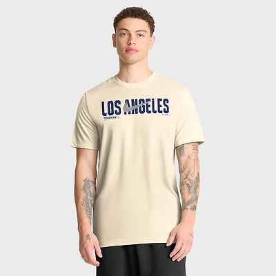 T-shirt Nike Legend Dri-FIT gris chiné pour homme, Los Angeles Dodgers, logo Swoosh.