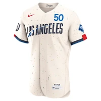 Men's Nike Cream Mookie Betts Los Angeles Dodgers City Connect Authentic Sponsor Patch Jersey