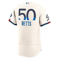 Men's Nike Cream Mookie Betts Los Angeles Dodgers City Connect Authentic Sponsor Patch Jersey