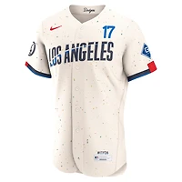 Men's Nike Cream Shohei Ohtani Los Angeles Dodgers City Connect Authentic Sponsor Patch Jersey