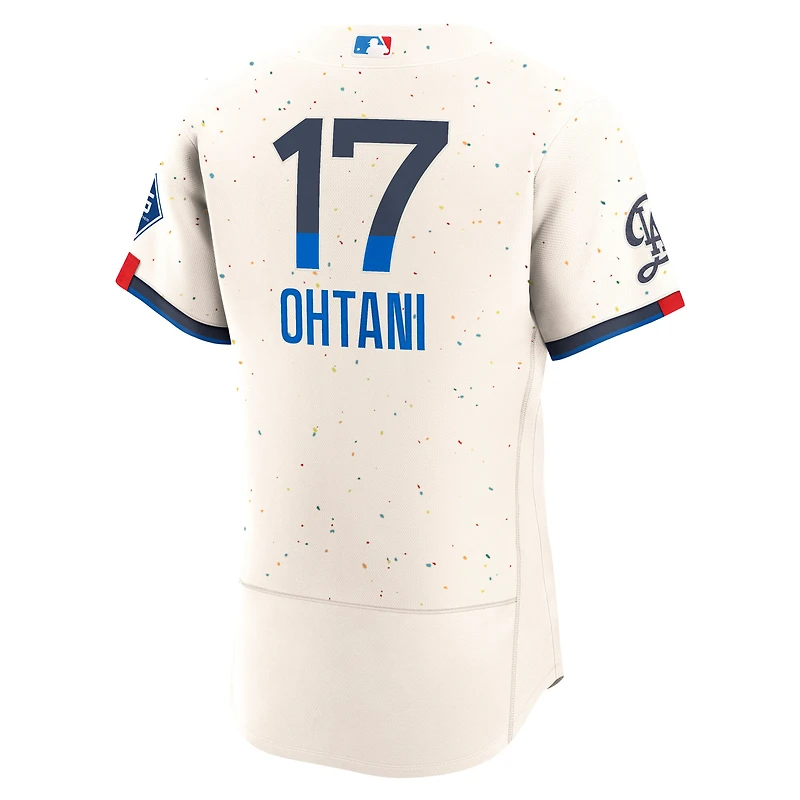 Men's Nike Cream Shohei Ohtani Los Angeles Dodgers City Connect Authentic Sponsor Patch Jersey