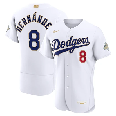 Men's Nike Enrique Hernández White Los Angeles Dodgers 2026 Gold Collection Authentic Jersey