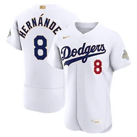 Men's Nike Enrique Hernández White Los Angeles Dodgers 2026 Gold Collection Authentic Jersey