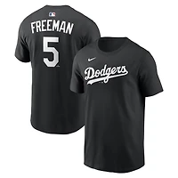 T-shirt Nike Freddie Freeman noir pour homme, Los Angeles Dodgers, avec nom et numéro