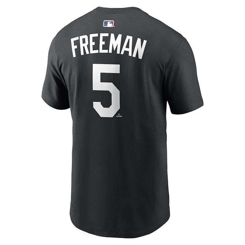 T-shirt Nike Freddie Freeman noir pour homme, Los Angeles Dodgers, avec nom et numéro