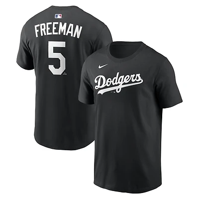 Men's Nike Freddie Freeman Black Los Angeles Dodgers Name & Number T-Shirt