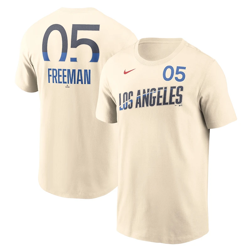 T-shirt avec nom et numéro Nike Freddie Freeman crème pour homme des Dodgers de Los Angeles 2024 City Connect Fuse